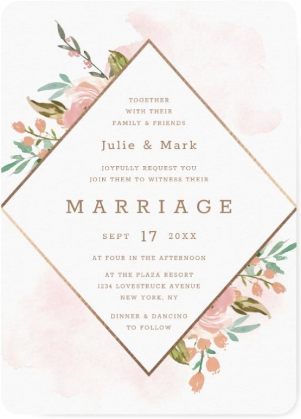 Desain undangan dengan aksen bunga mawar yang elegan